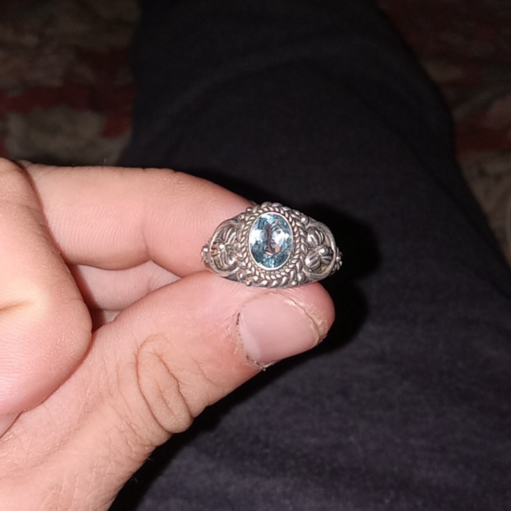 Silver blue jem ring